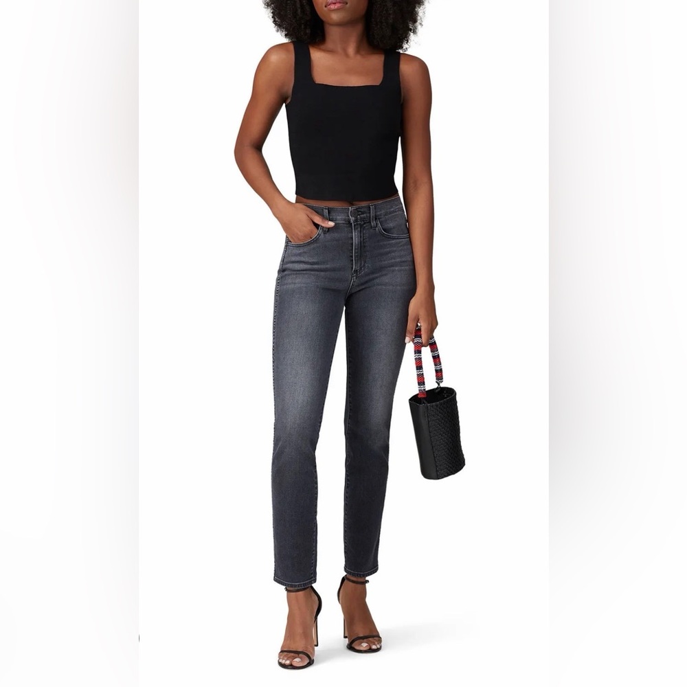 A.L.C. Victoria Black Square Neck Crop Top